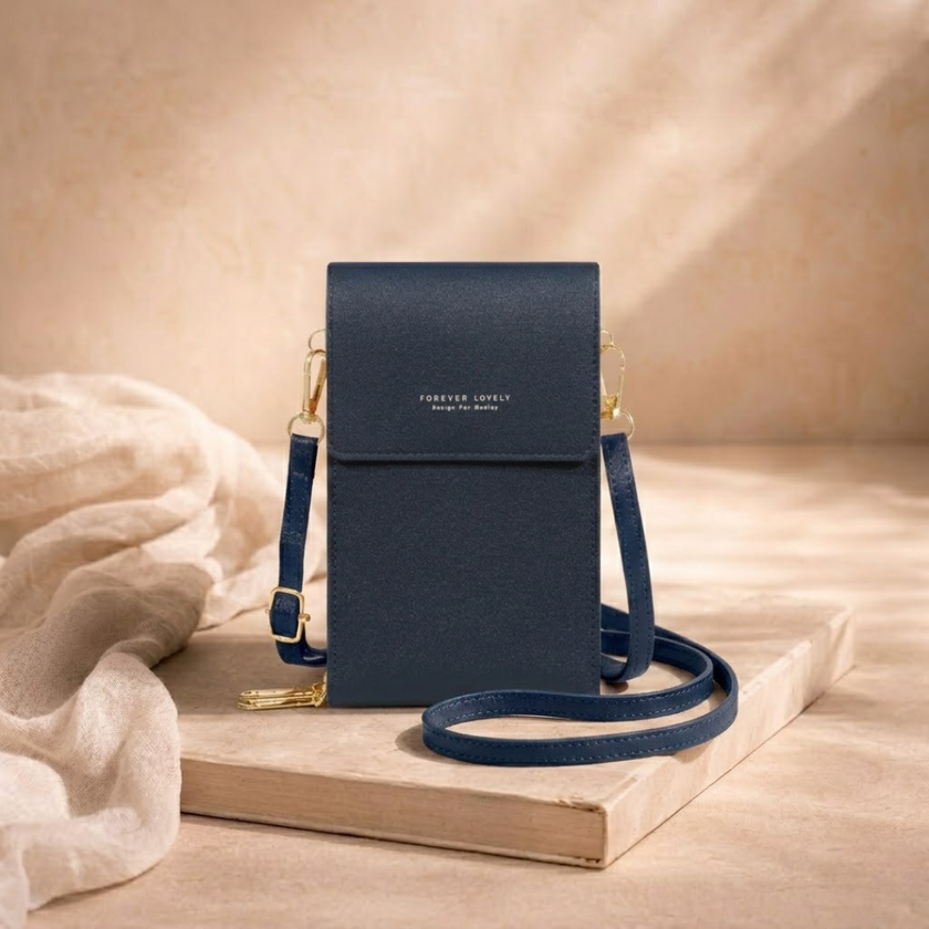FJØRNA touchscreen crossbody bag for women, compact bag with transparent phone pocket and adjustable strap, perfect for carrying essentials