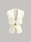 Knit Sweater Vest Women V-Neck Button Front Sleeveless