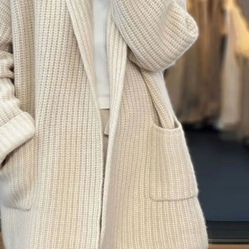 Bella | Women's Open Front Pocket Cardigan Sweater with Longline for Layering