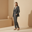 FJØRNA women's tailored 3-piece tweed suit set with pants, blazer, and skirt, perfect for professional or formal wear.