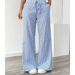 FJØRNA women's lightweight summer trousers with drawstring and striped pattern, casual and breathable for warm weather.