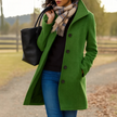 Wool Coat Tailored Notch Collar Button Up Long Winter Coat | Elvira