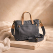 Large FJØRNA canvas messenger bag with adjustable shoulder strap, spacious everyday shoulder bag for women, made of durable fabric