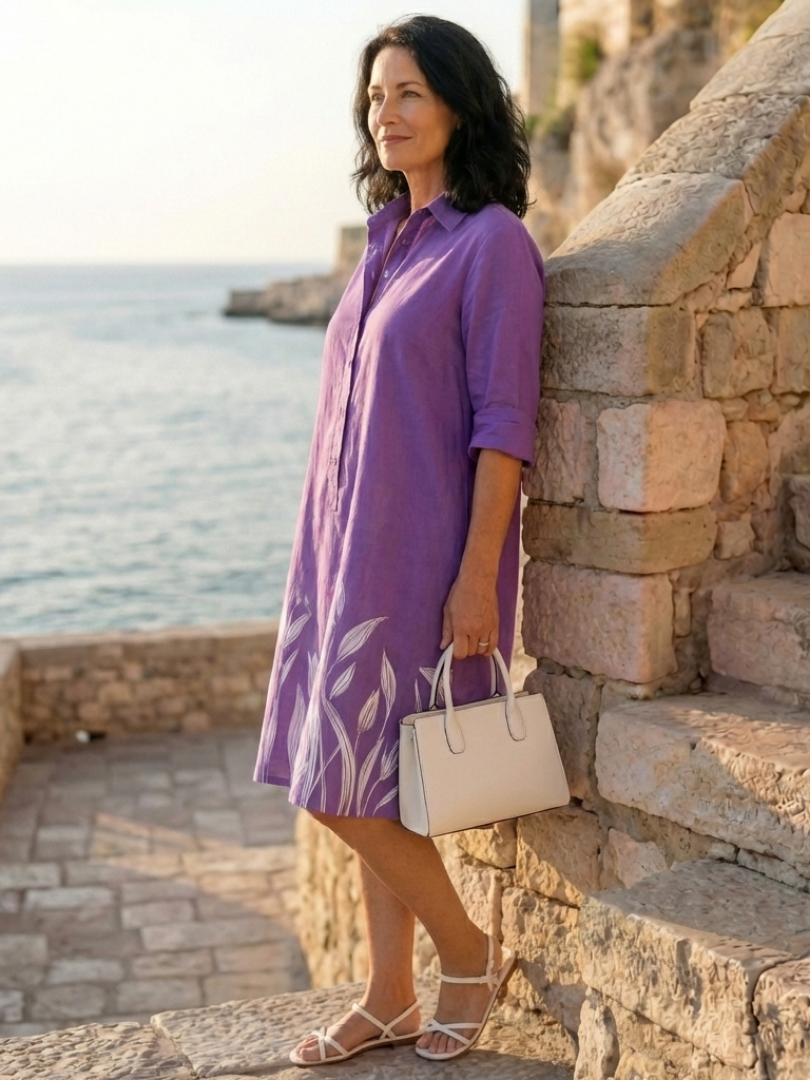 Elegant floral dress for women by FJØRNA with pockets, featuring a stylish design suitable for casual and semi-formal wear.