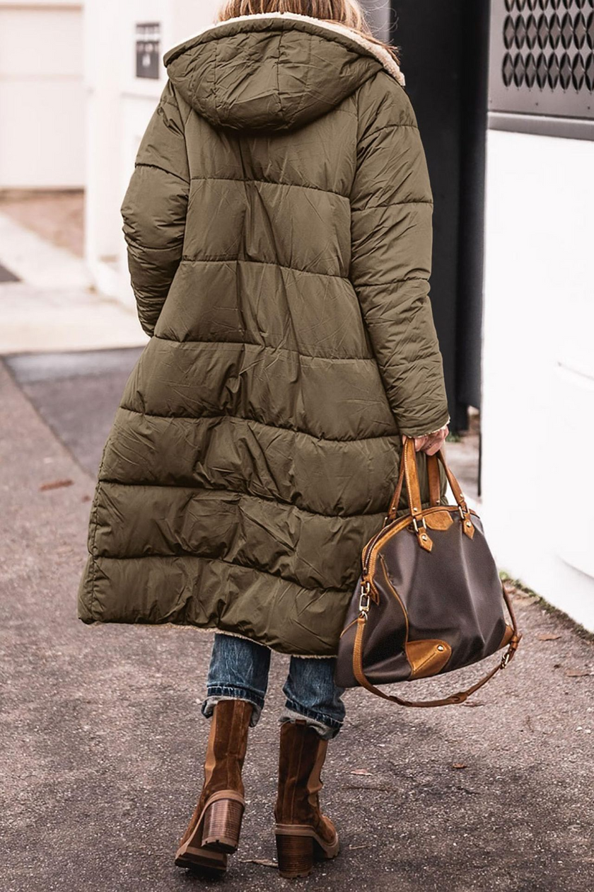 Johna | Women's Longline Reversible Sherpa Winter Puffer Coat