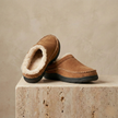Men's soft slip-on slippers by FJØRNA, cozy house shoes with plush fabric and easy wear design for indoor comfort.