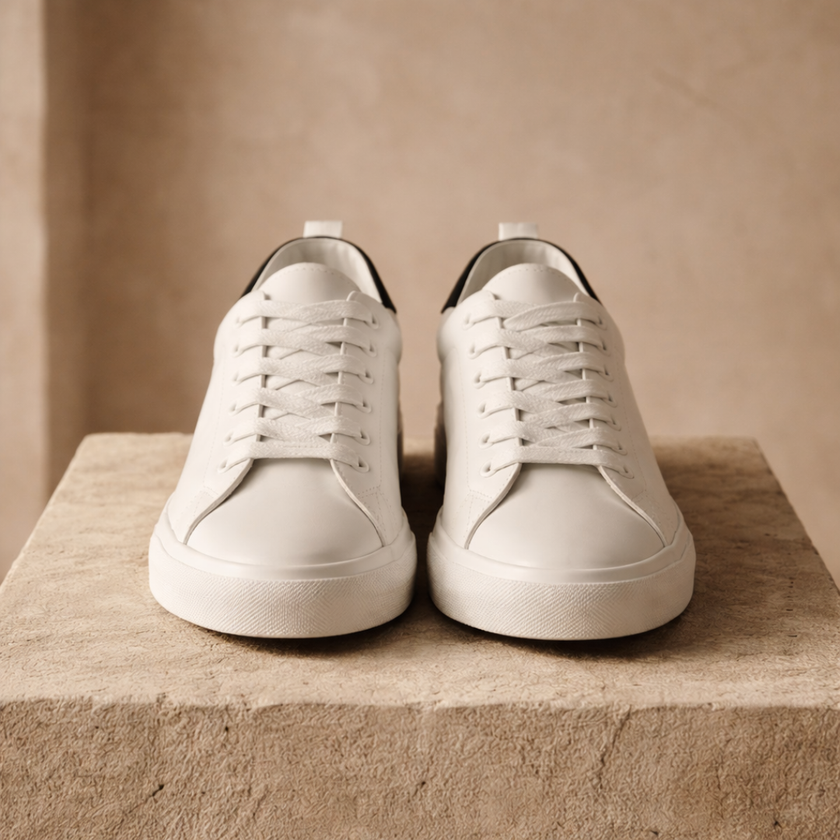 FJØRNA men's leather casual trainers with lace-up design, stylish everyday shoes for comfortable, versatile wear