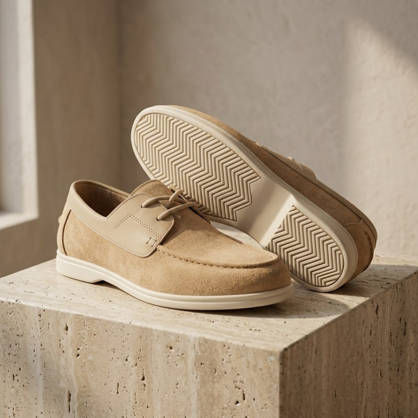 FJØRNA men's suede lace-up casual shoes with rounded toe and stylish design, ideal for everyday wear.