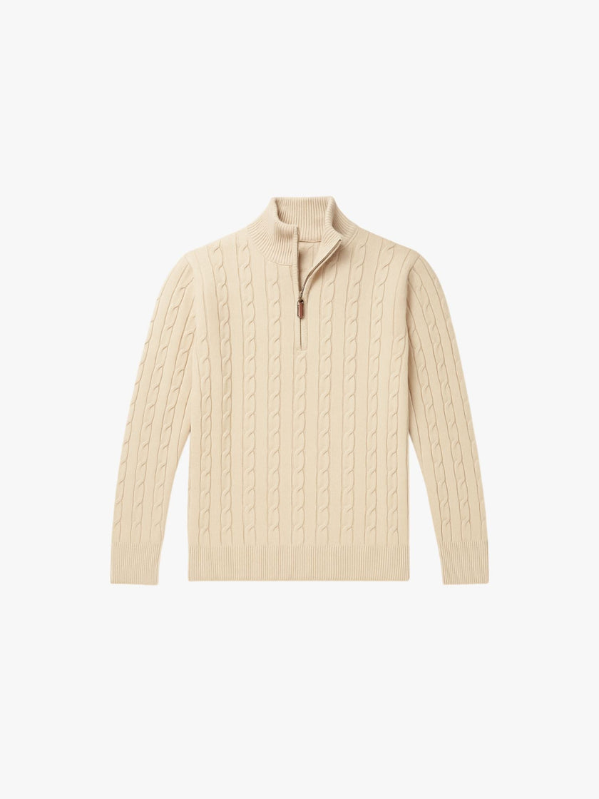 Cable Knit Sweater Men Crew Neck Ribbed Regular Fit