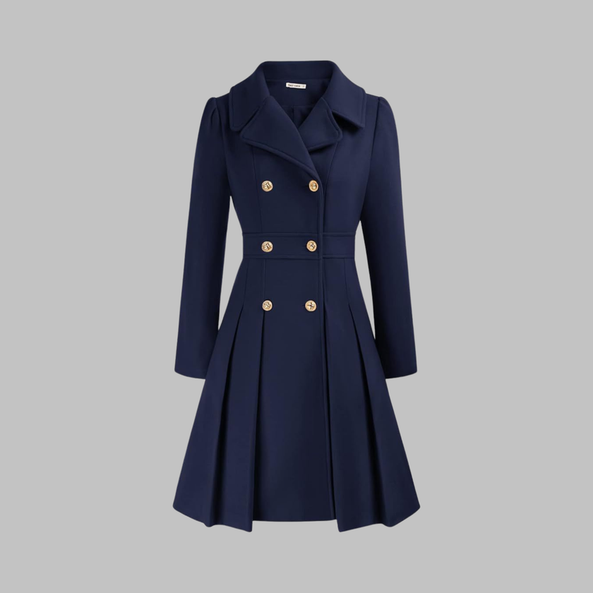 Double-Breasted Coat Women Long Sleeve Tailored Button Front