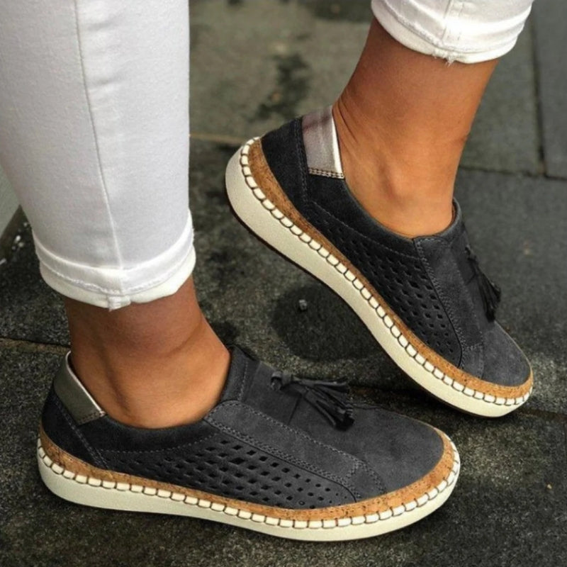 FJØRNA women's orthopedic slip-on shoes with breathable knit upper, designed for comfort and easy wear.