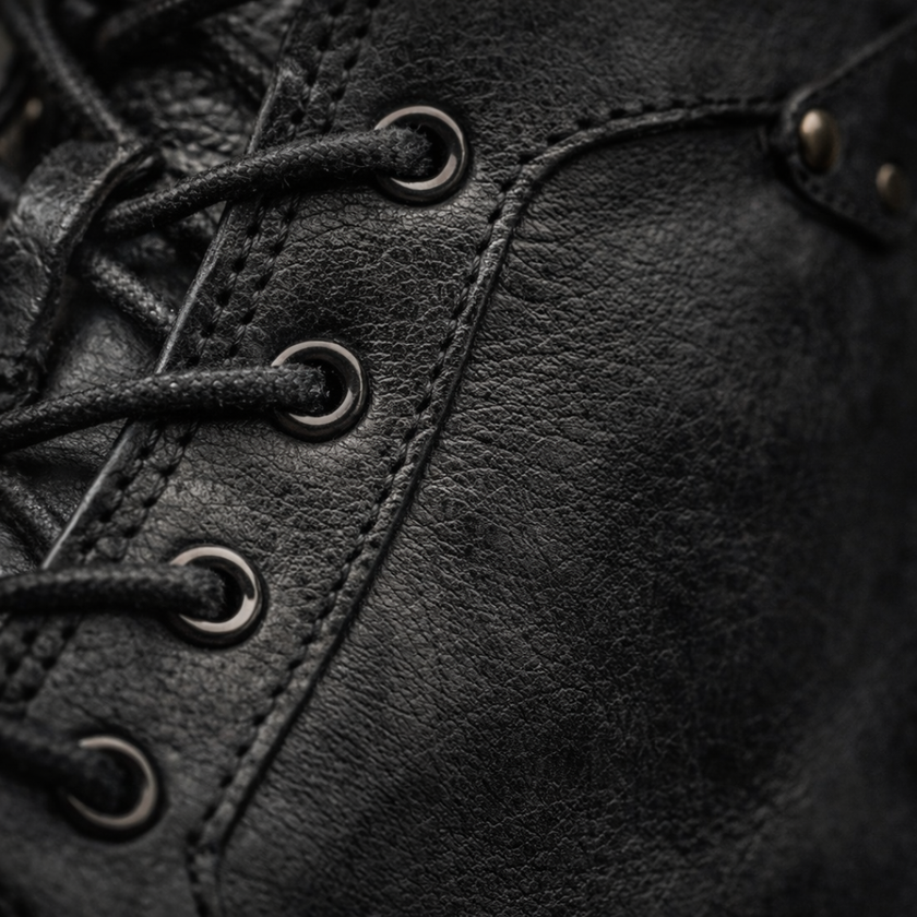 Men's leather boots by FJØRNA, stylish and durable shoes with a classic design, shown on a neutral background.