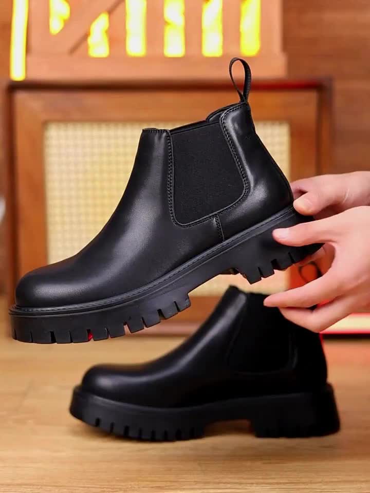 Chelsea Boots Black Slip On Elastic Panel Sturdy Sole Ankle Boots | Foster