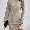 Wivi | Women's Ribbed Turtleneck Sweater Dress