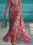 FJØRNA pink chiffon V-neck maxi dress for women with flowing fabric and elegant design, perfect for formal occasions