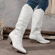 Cowboy Boots Embroidered Knee High Block Heel Pointed Toe Western Boots | Nanna