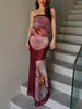 FJØRNA elegant Phalaenopsis print wrap maxi dress for women, summer style, featuring floral pattern and flowing fabric.