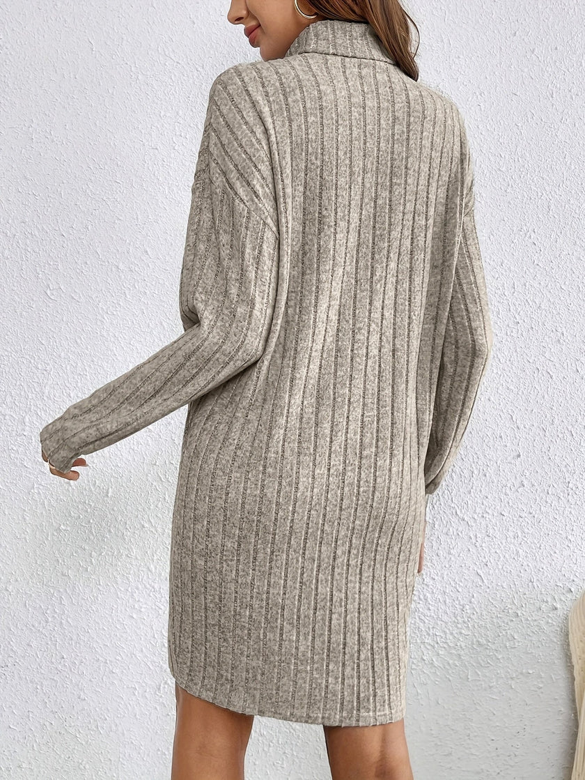 Wivi | Women's Ribbed Turtleneck Sweater Dress