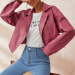 Zip Jacket Women Short Straight Fit Urban Lapel