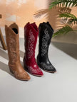 Cowboy Boots Embroidered Knee High Block Heel Pointed Toe Western Boots | Nanna
