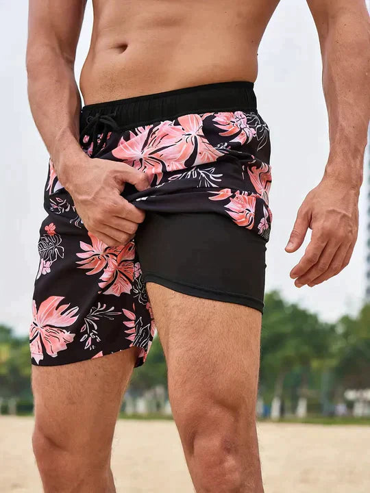 Men's FJØRNA secure fit swim shorts for beach, showcasing lightweight, quick-drying men's swimwear with a comfortable fit.