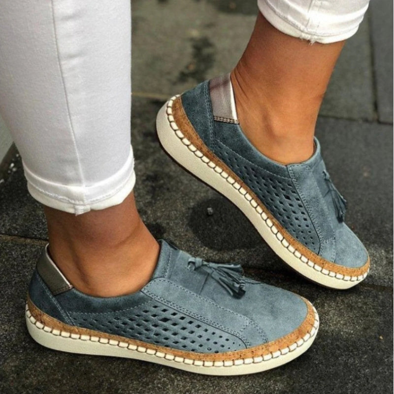 FJØRNA women's orthopedic slip-on shoes with breathable knit upper, designed for comfort and easy wear.