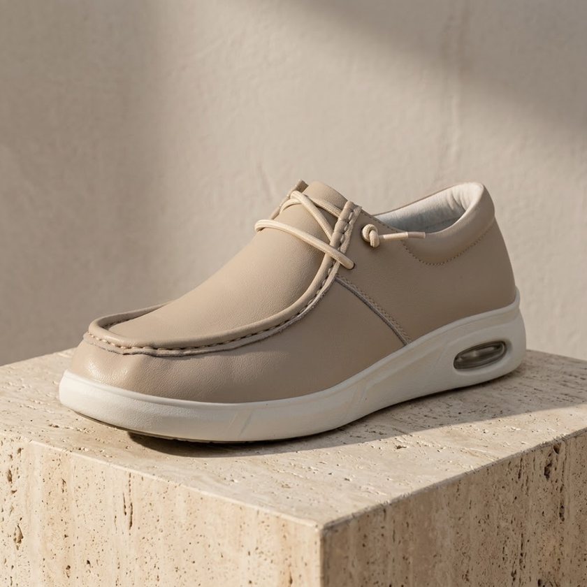 Men's red leather orthopedic walking shoes by FJØRNA with cushioned soles and supportive design for comfort and stability.