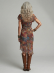 FJØRNA women's summer midi dress with halter neck and short sleeves, lightweight and stylish for warm weather.