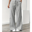FJØRNA women's lightweight summer trousers with drawstring and striped pattern, casual and comfortable for warm weather.