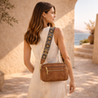 FJØRNA black leather shoulder bag for women, stylish bags with sleek design and refined leather finish.