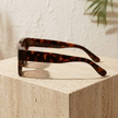 FJØRNA vintage 90s rectangular unisex sunglasses with retro style, black frames and dark lenses, accessory for women and men