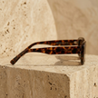 FJØRNA retro tortoiseshell rectangular unisex sunglasses with dark tinted lenses, stylish accessories for women.