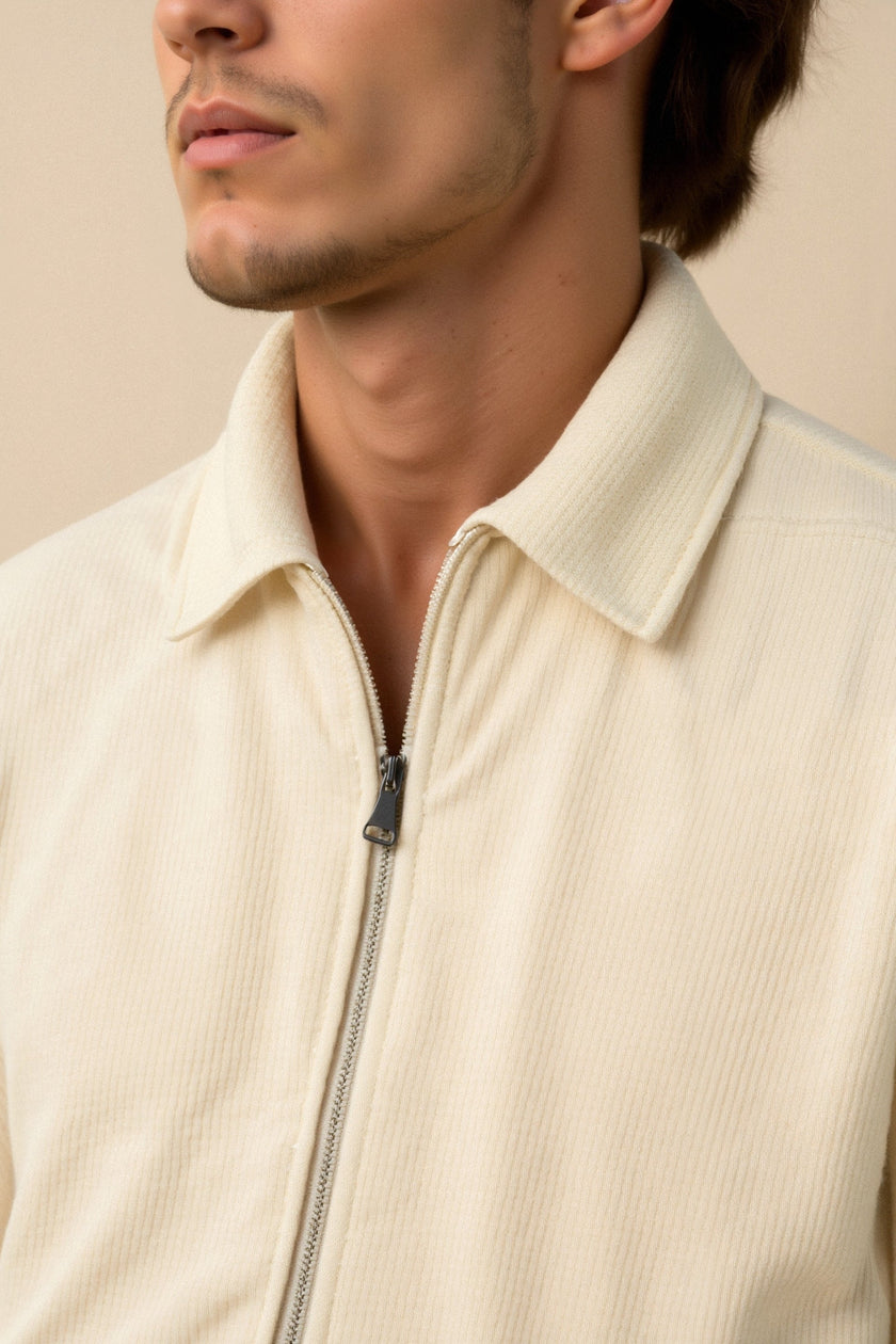 Track Jacket Men Lapel Collar Zip Regular Fit Solid Colour