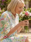 FJØRNA women's summer dress with floral pattern, pockets, lightweight casual design, perfect for warm weather.