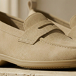 Men's FJØRNA suede slip-on loafers with sleek design and smooth suede finish, perfect for casual or dressy wear.