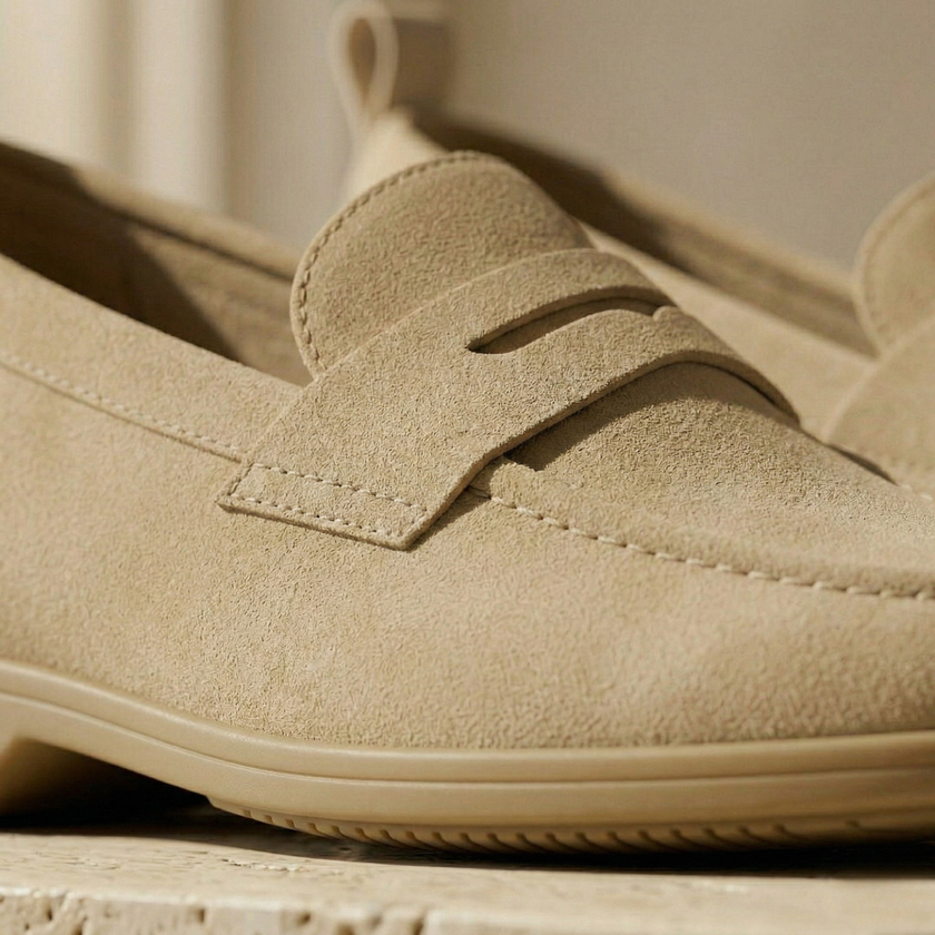 Men's FJØRNA suede slip-on loafers with sleek design and smooth suede finish, perfect for casual or dressy wear.
