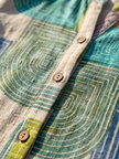 FJØRNA women's summer dress with geometric pattern, short sleeves, casual fit, perfect for warm weather and outdoor activities.