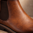 FJØRNA men's retro leather Chelsea boots with classic ankle-height design and elastic side panels, stylish footwear for men.