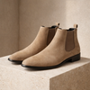 FJØRNA black slip-on Chelsea boots for men with sleek leather design and elastic side panels, stylish and versatile footwear.