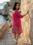FJØRNA women's summer floral dress with pockets, lightweight fabric, sleeveless design, perfect for warm weather casual wear.