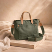 Large canvas messenger bag by FJØRNA, stylish everyday shoulder bag for women with spacious design and adjustable strap.