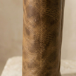 FJØRNA tan knee-high leather boots with block heels for women, winter shoes, featuring a sleek design and sturdy sole.
