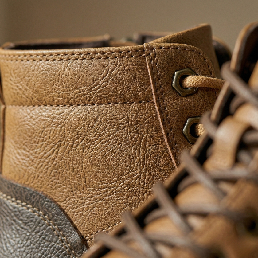 Men's FJØRNA leather orthopedic hiking boots with durable rugged soles, designed for comfortable outdoor walking and support.