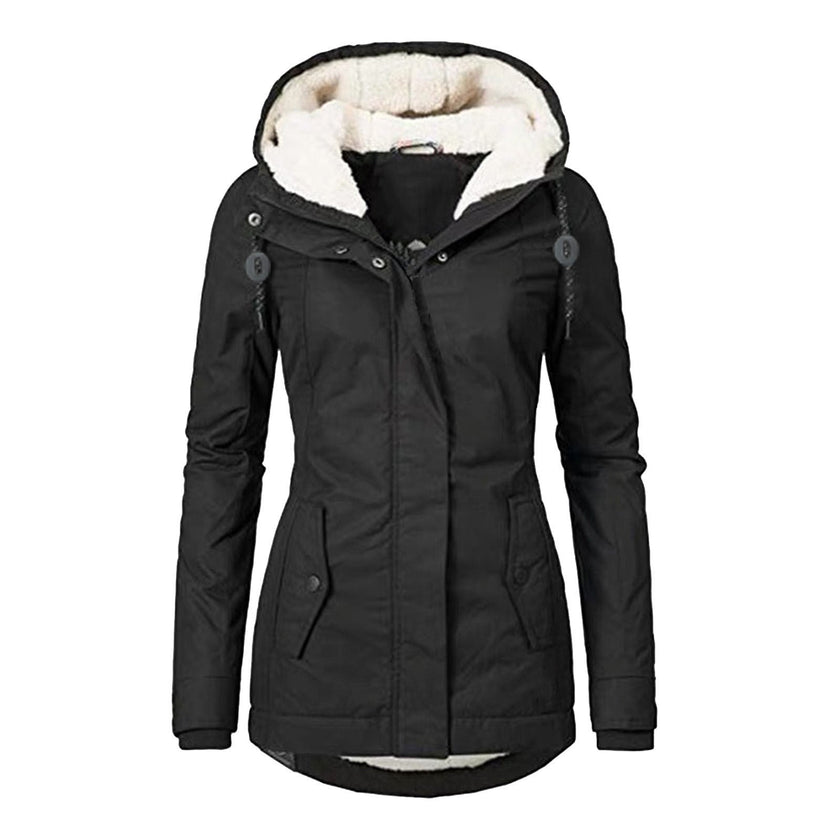 Elin | Women's Wool Hooded Buckle Fleece Jacket with Pockets