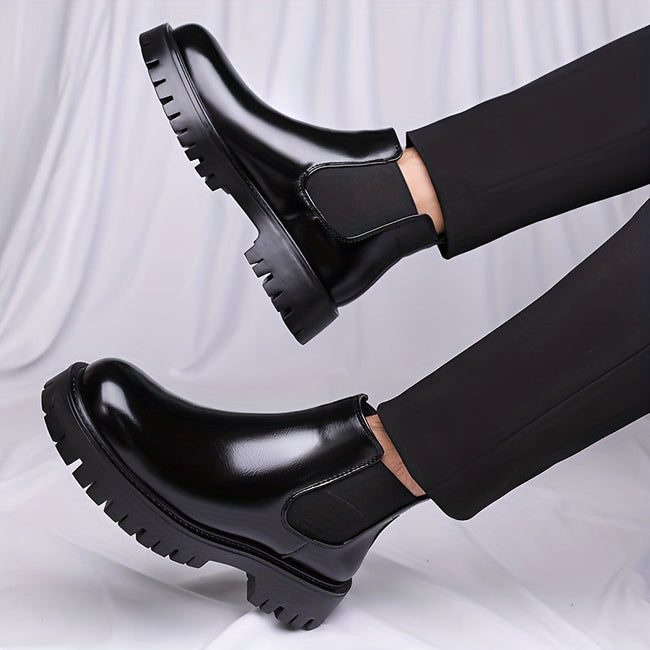 Chelsea Boots Black Slip On Elastic Panel Sturdy Sole Ankle Boots | Foster