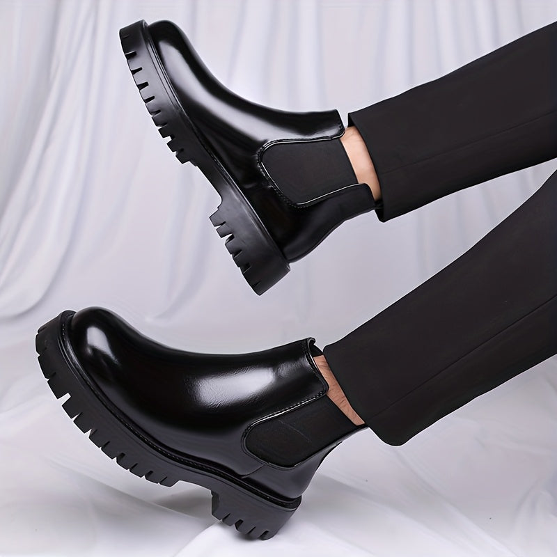 Chelsea Boots Black Slip On Elastic Panel Sturdy Sole Ankle Boots | Foster
