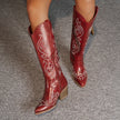 Cowboy Boots Embroidered Knee High Block Heel Pointed Toe Western Boots | Nanna
