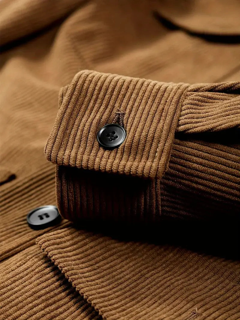 Field Jacket Men Slim Fit Lapel Collar Button Front All Season