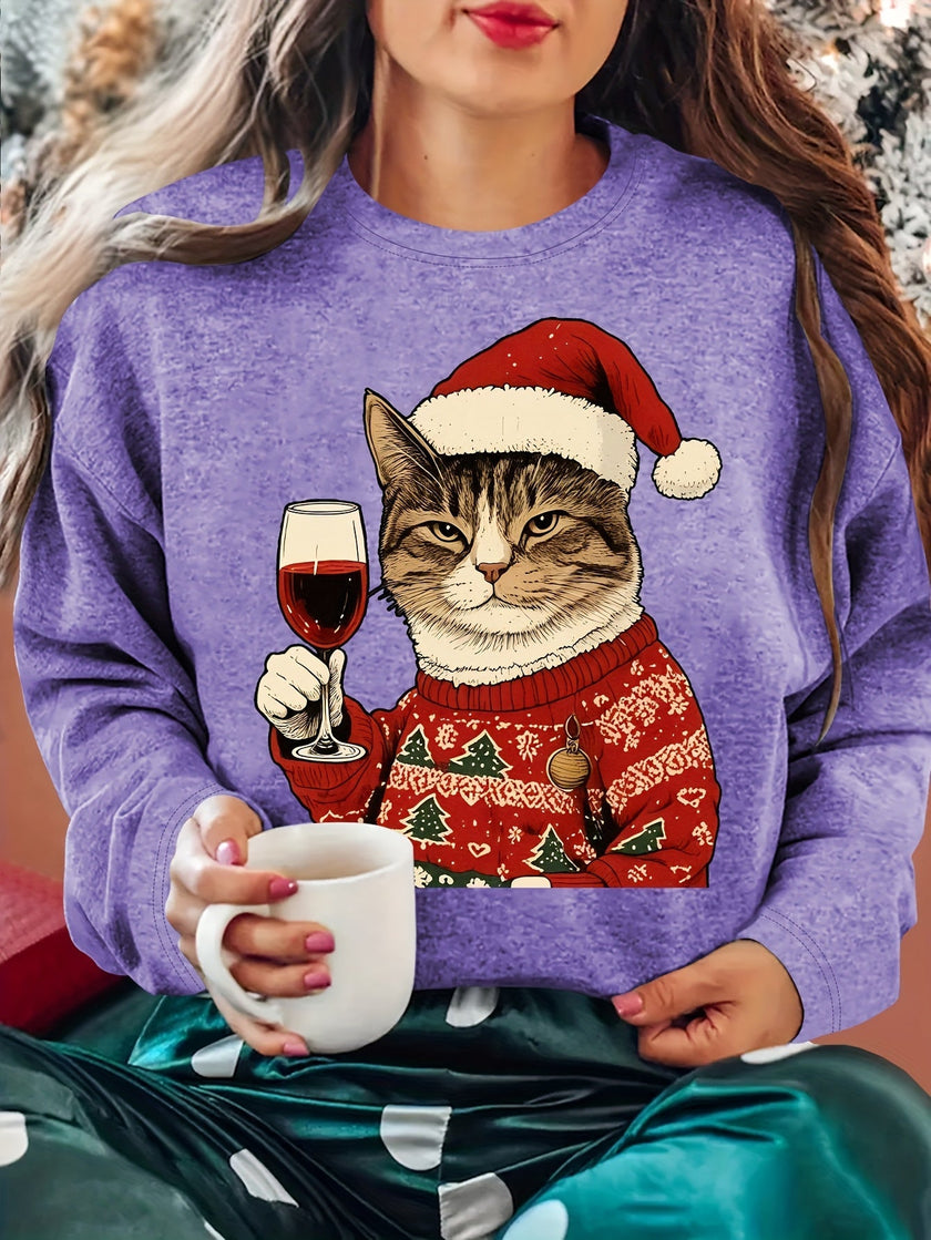 Ugly Christmas Sweater Tacky Novelty Graphic Crew Neck Knit Holiday Jumper | Roberta