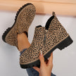 Ankle Boots Leopard Print Suede Lug Sole Chunky Side Zip Winter Boots | Nina